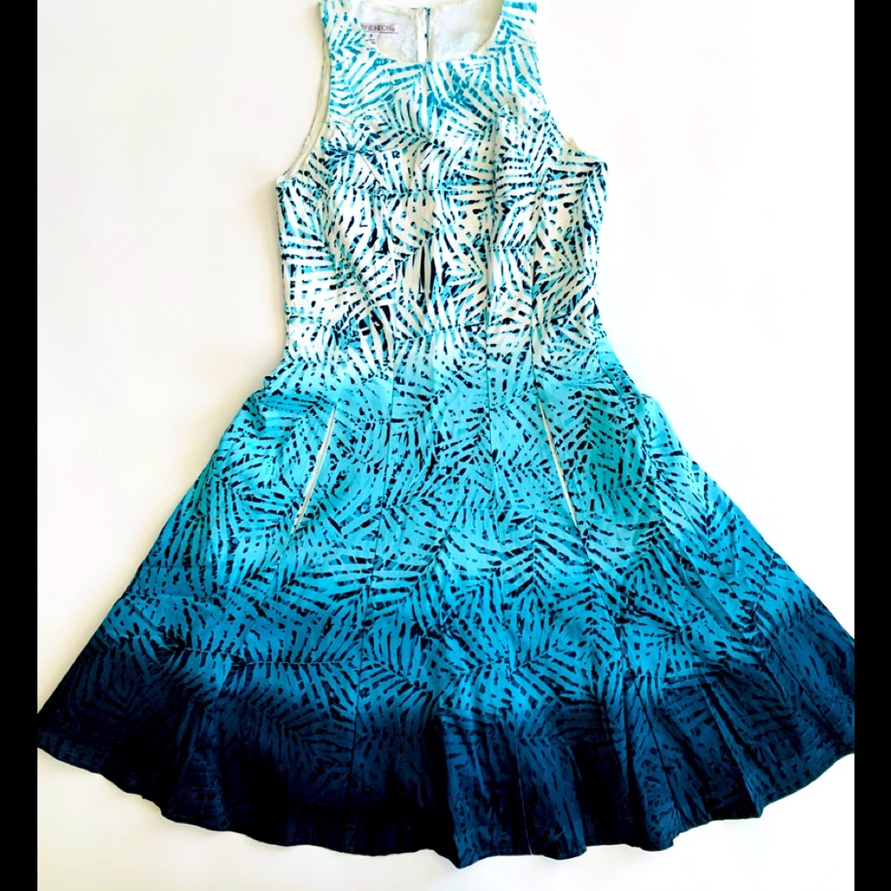 elegant party dress, blue and white,quality fabric